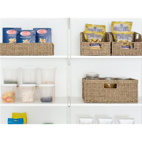 Large Wicker Storage Basket, Seagrass Rectangle Basket with Built-in Handle - Picture 5 of 8